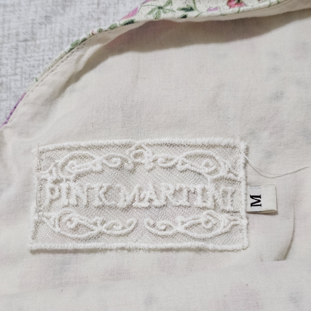 Pink Martini V Back Floral Fit and Flare Above Knee Dress Cotton Womens Medium - Picture 10 of 14